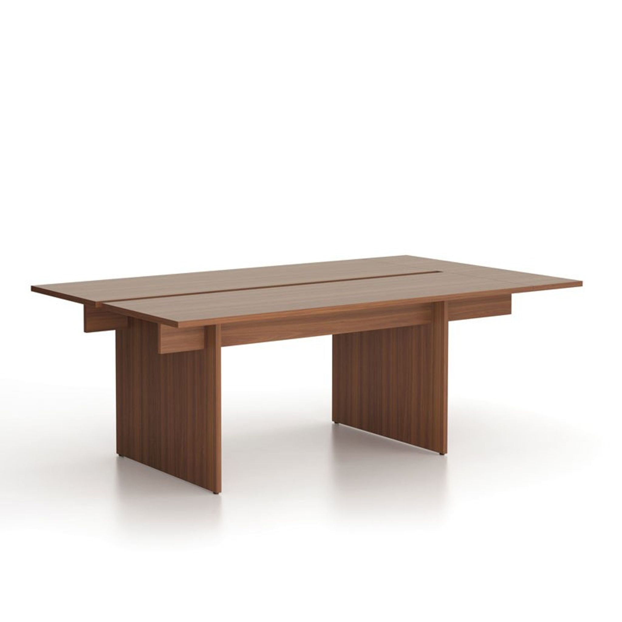 Konferenztisch SOLID + 1x Verlängerung, 210x125 cm, Nussbaum