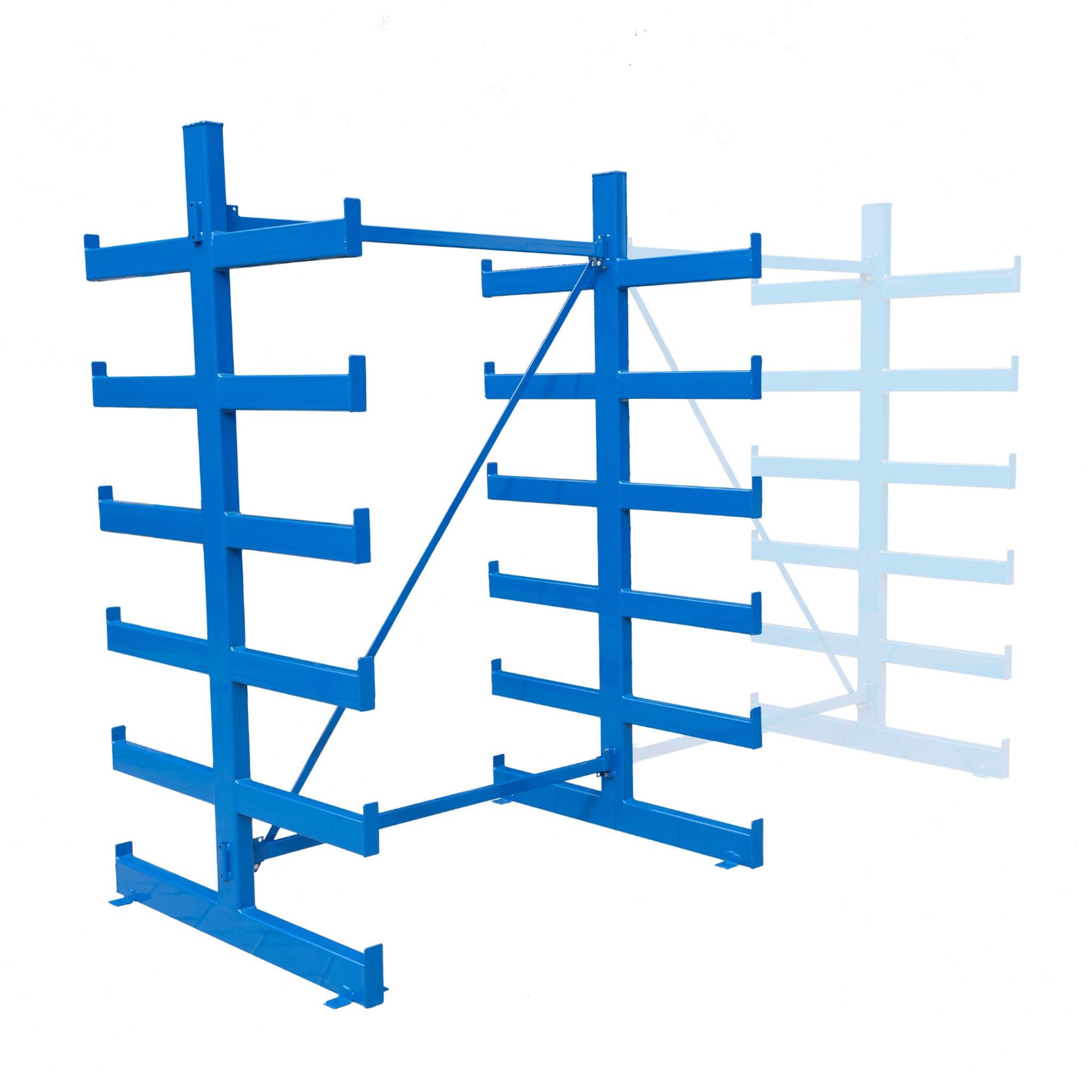 Konzolový regál, obojstranný, 2000 x 1380 x 1144 mm, 6 poschodí