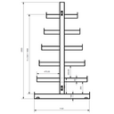 Konzolový regál, oboustranný, stromečkový, 2003 x 2708 x 1144 mm, 6 pater