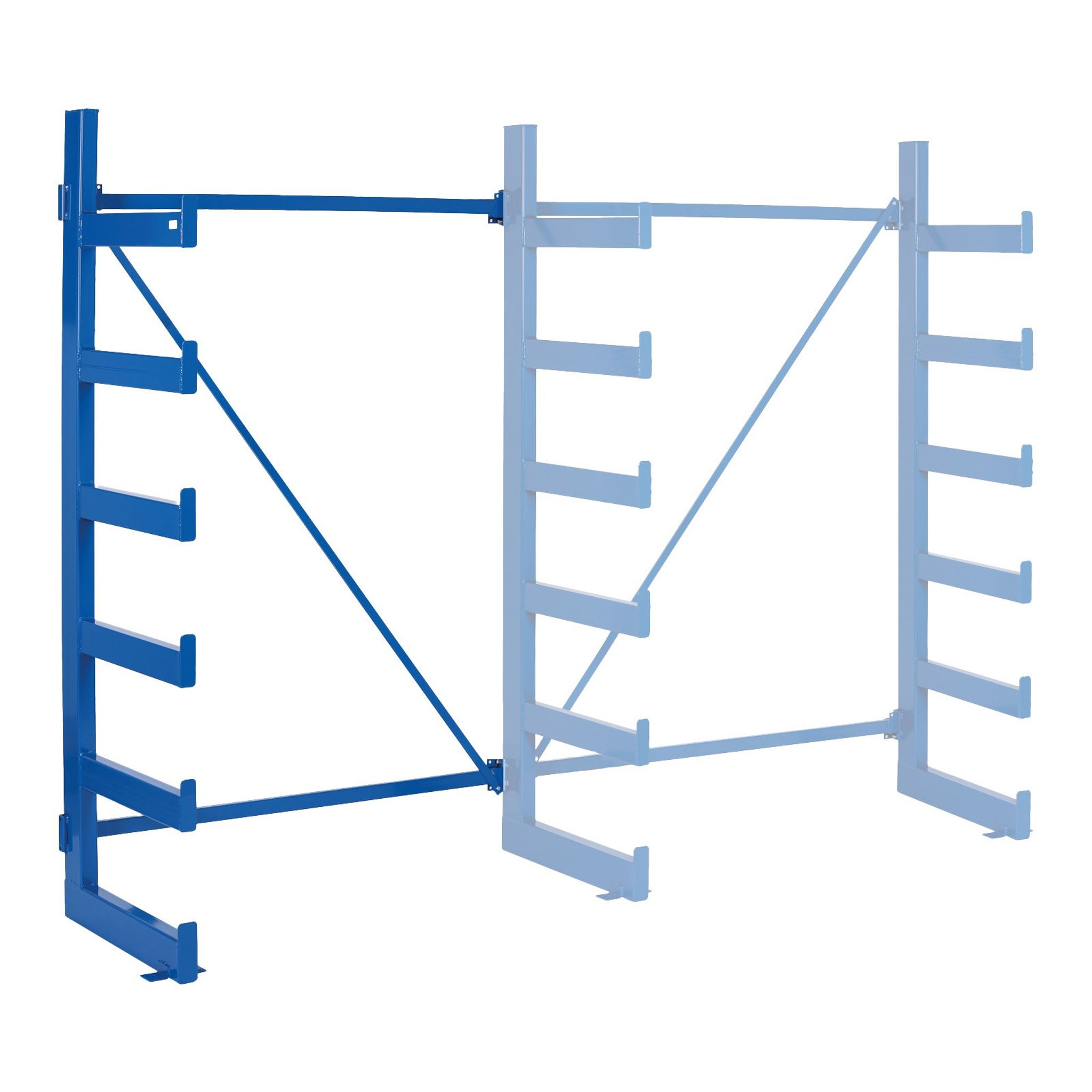 Konzolový regál prístavný, jednostranný, 2000 x 1330 x 624 mm, 6 poschodí