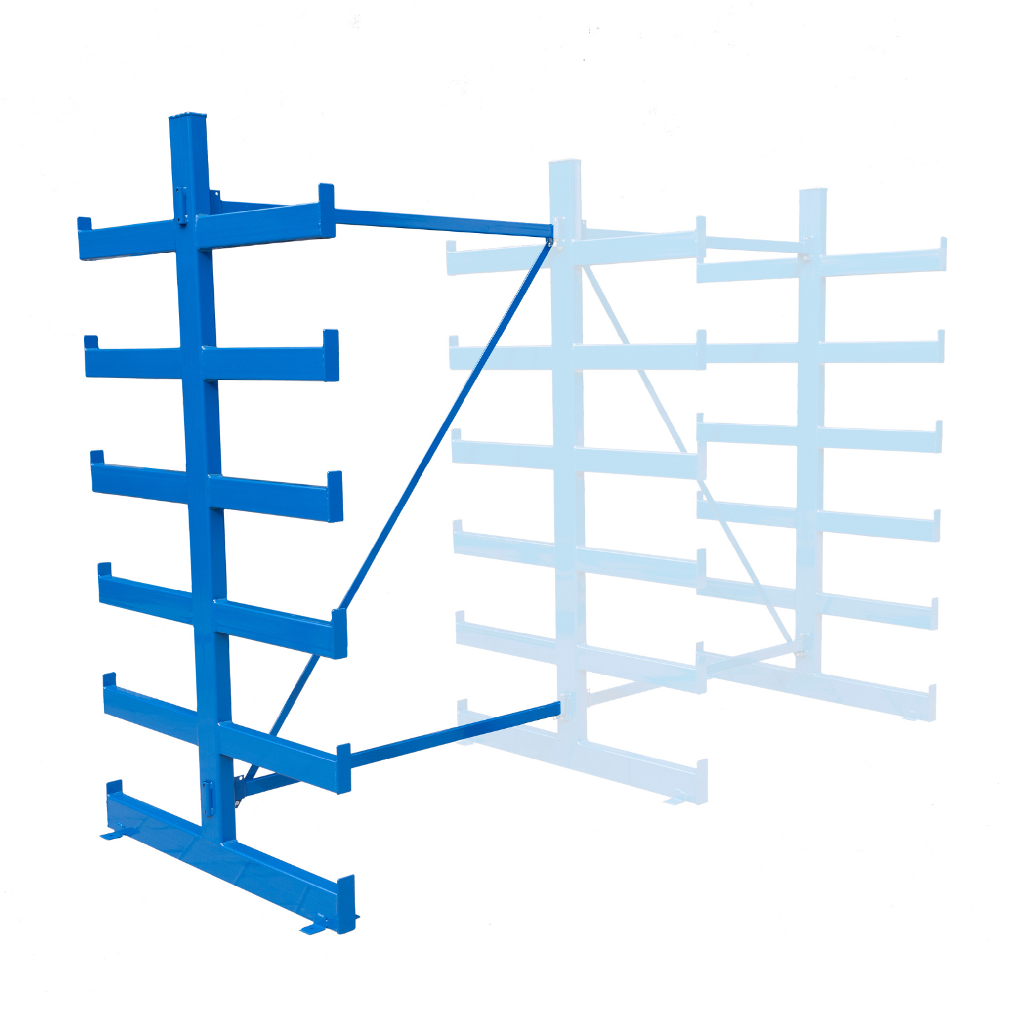 Konzolový regál přístavný, oboustranný, 2000 x 1330 x 1144 mm, 6 pater