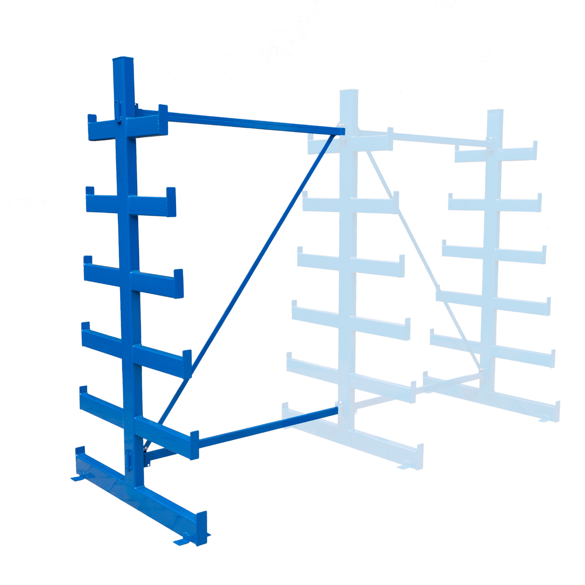 Konzolový regál přístavný, oboustranný, stromečkový, 2000 x 1330 x 1144 mm, 6 pater