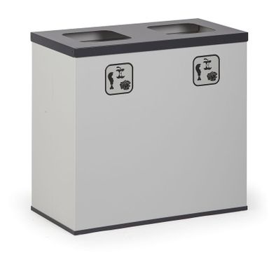 Koš na tříděný odpad, stojan na odpadkové pytle, šedá/tmavě šedá, 2x 42 l