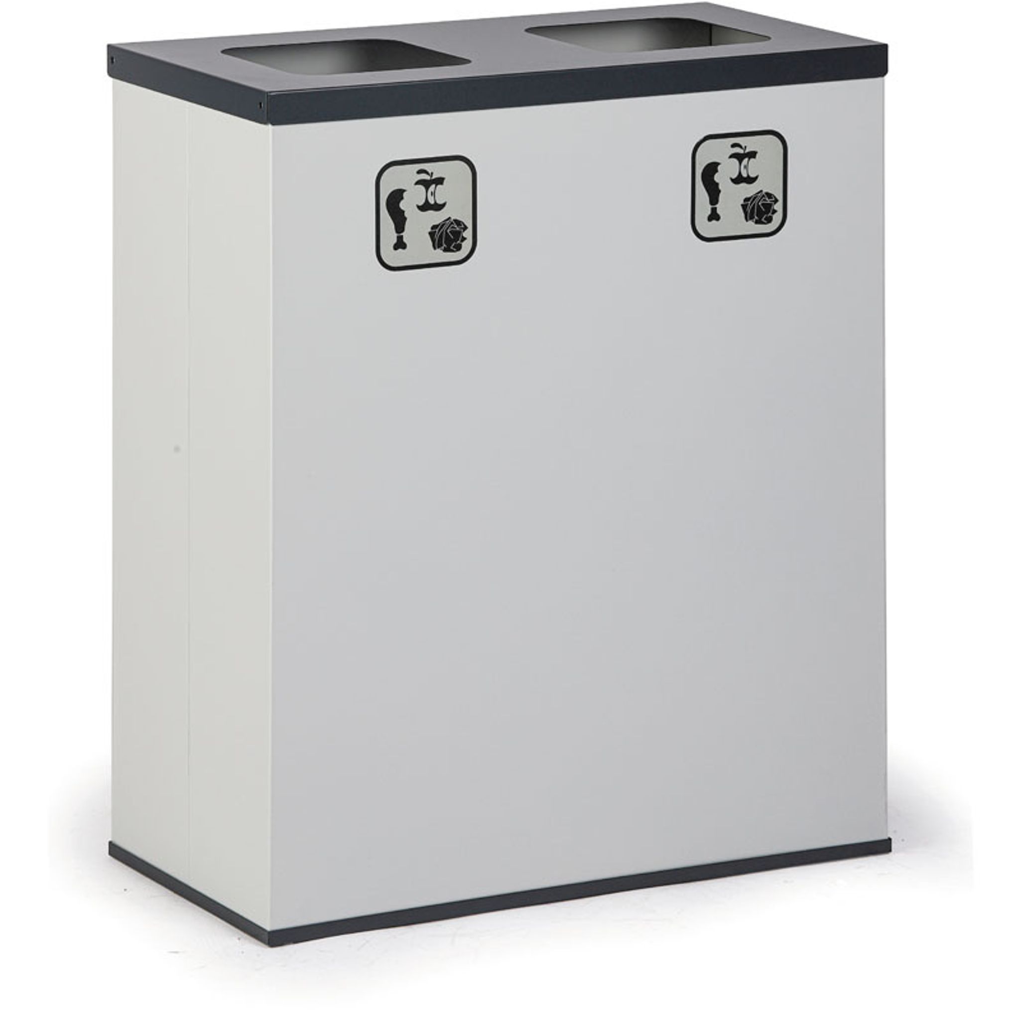 Koš na tříděný odpad, stojan na odpadkové pytle, šedá/tmavě šedá, 2x 50 l