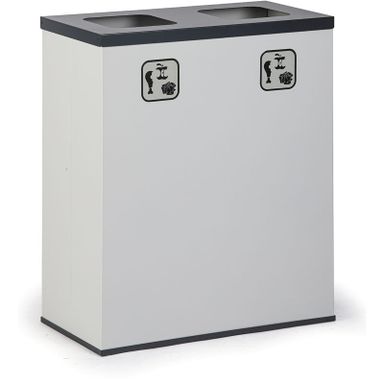 Koš na tříděný odpad, stojan na odpadkové pytle, šedá/tmavě šedá, 2x 50 l
