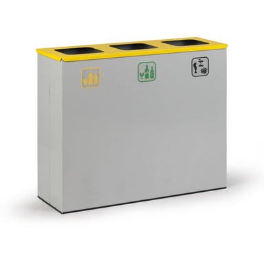 Koš na tříděný odpad, stojan na odpadkové pytle, šedá/žlutá, 3x 50 l