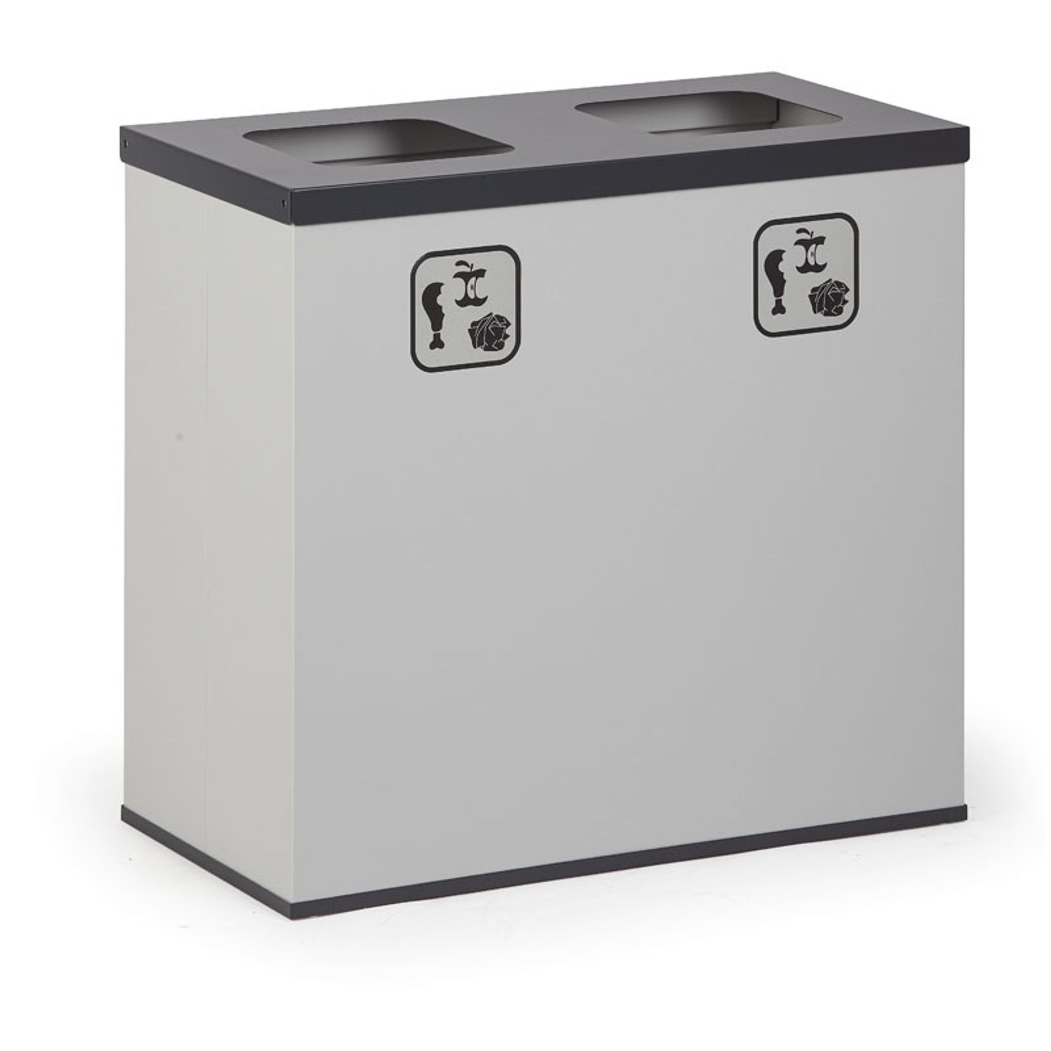 Kôš na triedený odpad, stojan na odpadkové vrecia, sivá/tmavo sivá, 2x 42 l