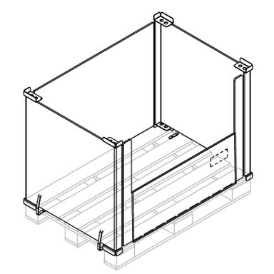 Kosz paletowy PA-X PA-X1/S, składana ścianka