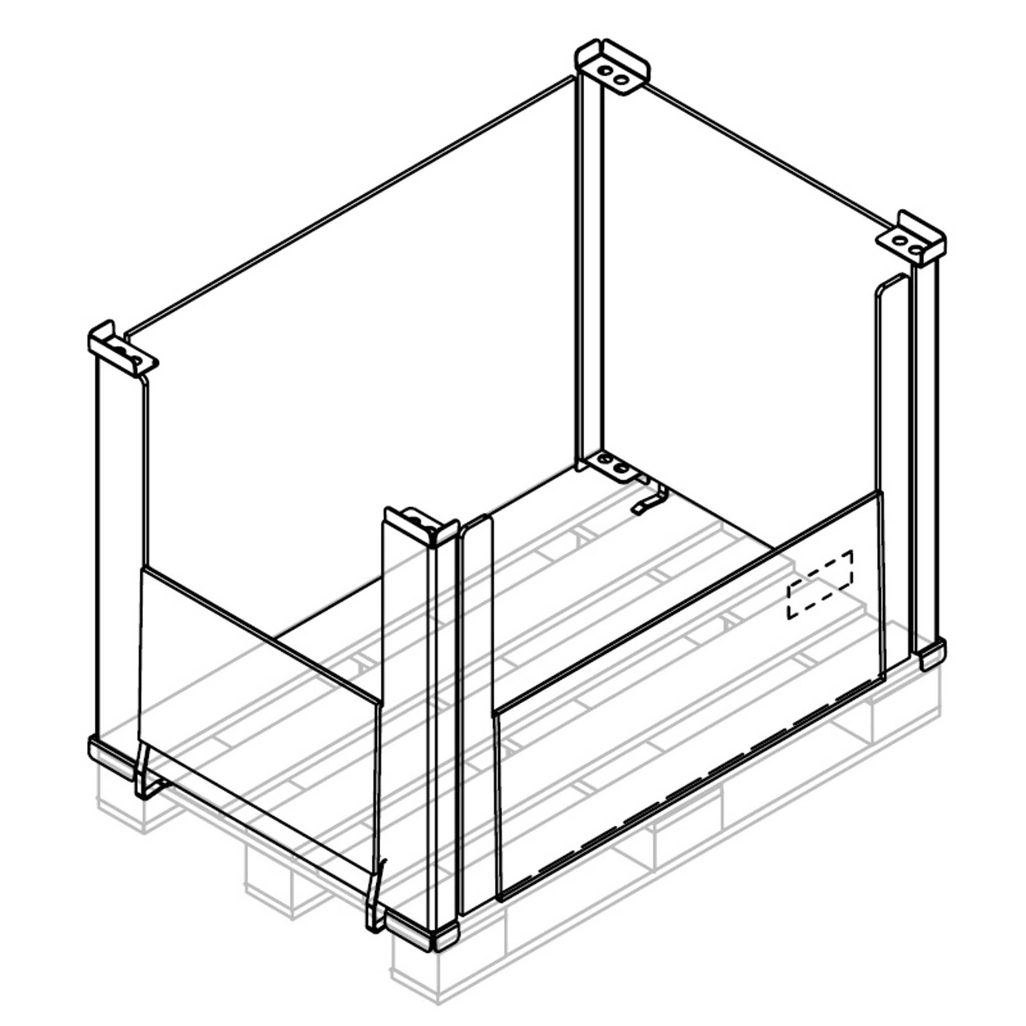 Kosz paletowy PA-X3 / S, składane ścianki