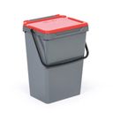 Kosz plastikowy na śmieci do segregacji, 35 l, szary + czerwony