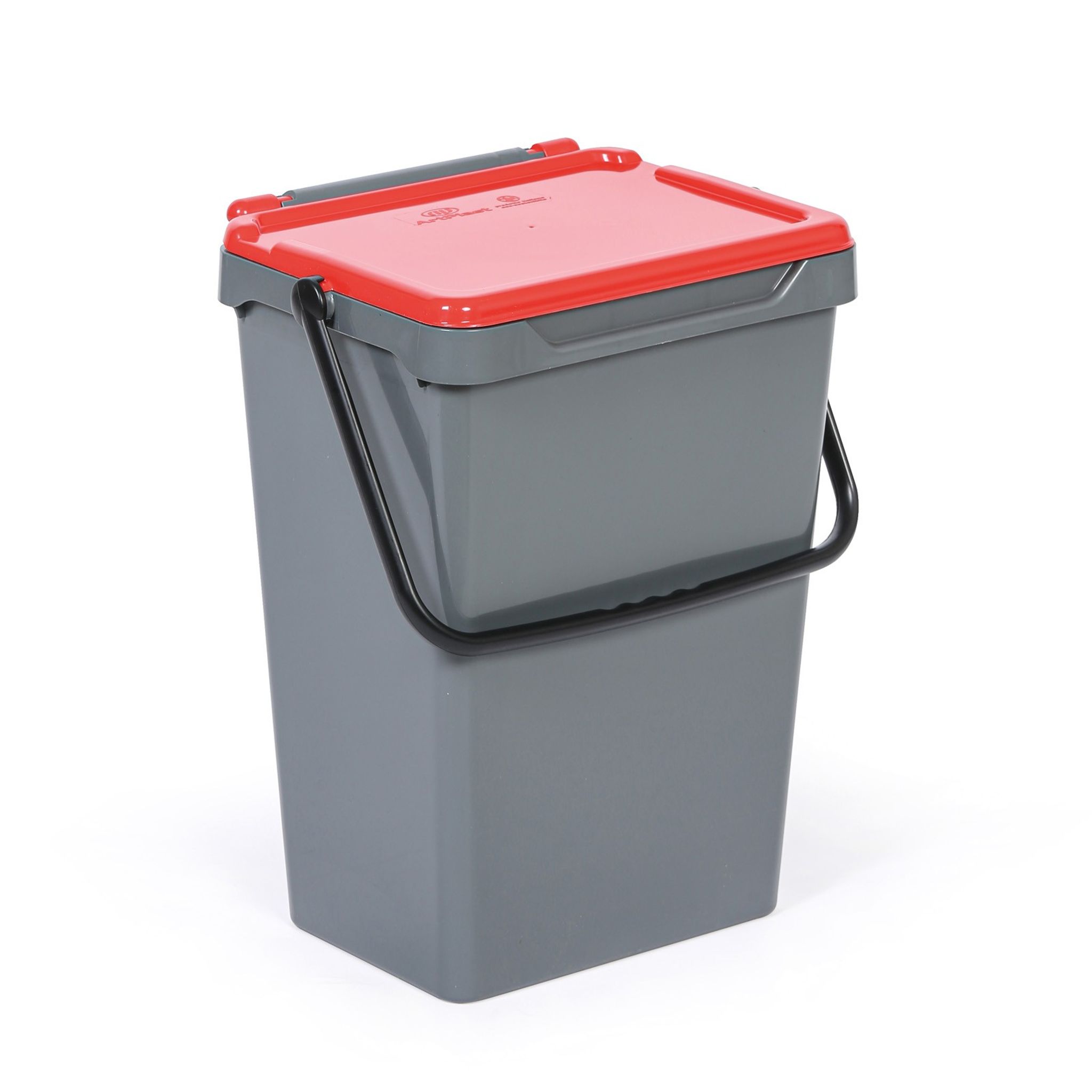 Kosz plastikowy na śmieci do segregacji, 35 l, szary + czerwony