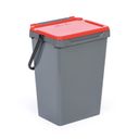 Kosz plastikowy na śmieci do segregacji, 35 l, szary + czerwony