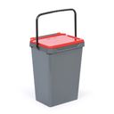 Kosz plastikowy na śmieci do segregacji, 35 l, szary + czerwony