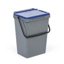Kosz plastikowy na śmieci do segregacji, 35 l, szary + niebieski