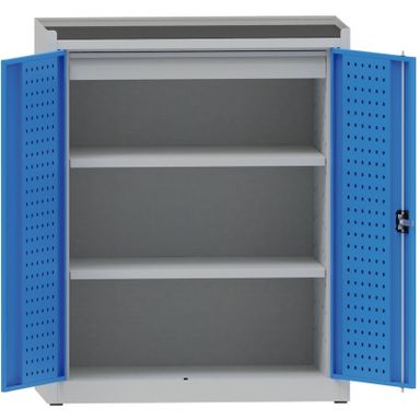 KOVONA Werkstatt-Werkzeugschrank aus Metall, 2 Fachböden, 1 Schublade, geschweißt, Tragkraft 50 kg, 950 x 500 x 1170 mm