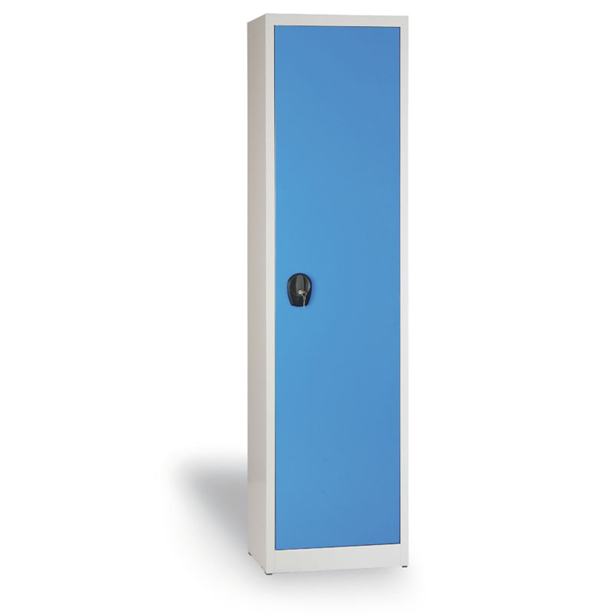 KOVONA Werkstattregalschrank, 4 Einlegeböden, verschweißt, 508 x 400 x 1950 mm, grau/blau