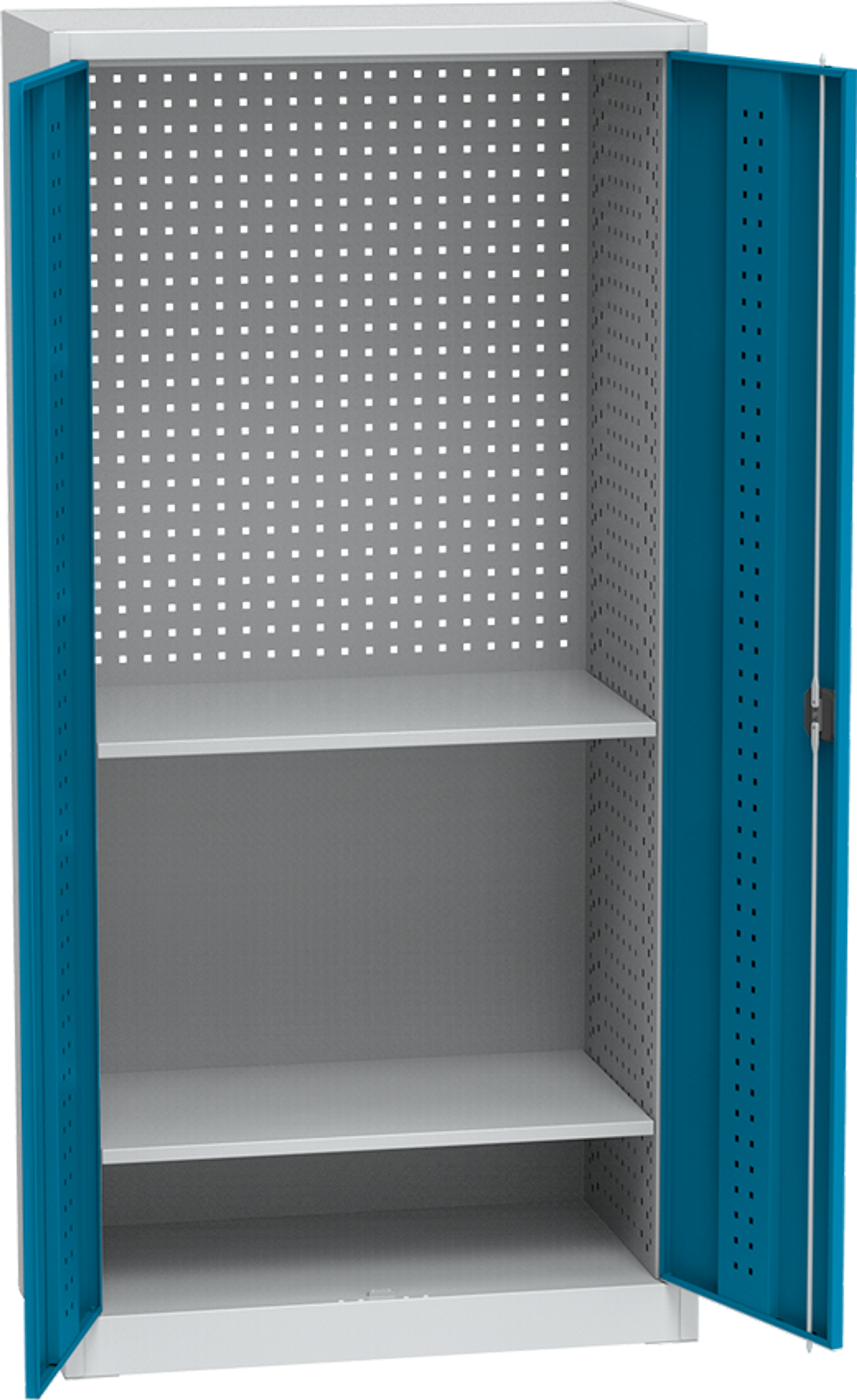 KOVOS Regal-Werkstatt-Werkzeugschrank, Lochblech, 2 Fachböden, 950 x 500 x 1950 mm