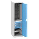 KOVOS Schmaler Werkstatt-Schubladen-Werkzeugschrank, 2 Einlegeböden, 4 Schubladen, verschweißt, 505 x 600 x 1950 mm