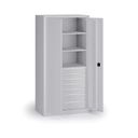 KOVOS Werkstatt-Schubladen-Werkzeugschrank, 3 Fachböden, 7 Schubladen, gelocht, 950 x 600 x 1950 mm, grau