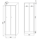 Kovová šatní skříňka, 2-dveřová, 1850 x 600 x 500 mm, cylindrický zámek, laminované dveře, bílá
