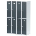 Kovová šatní skříňka s úložnými boxy, 4 boxy, 1800 x 600 x 500 mm, cylindrický zámek, modré dveře