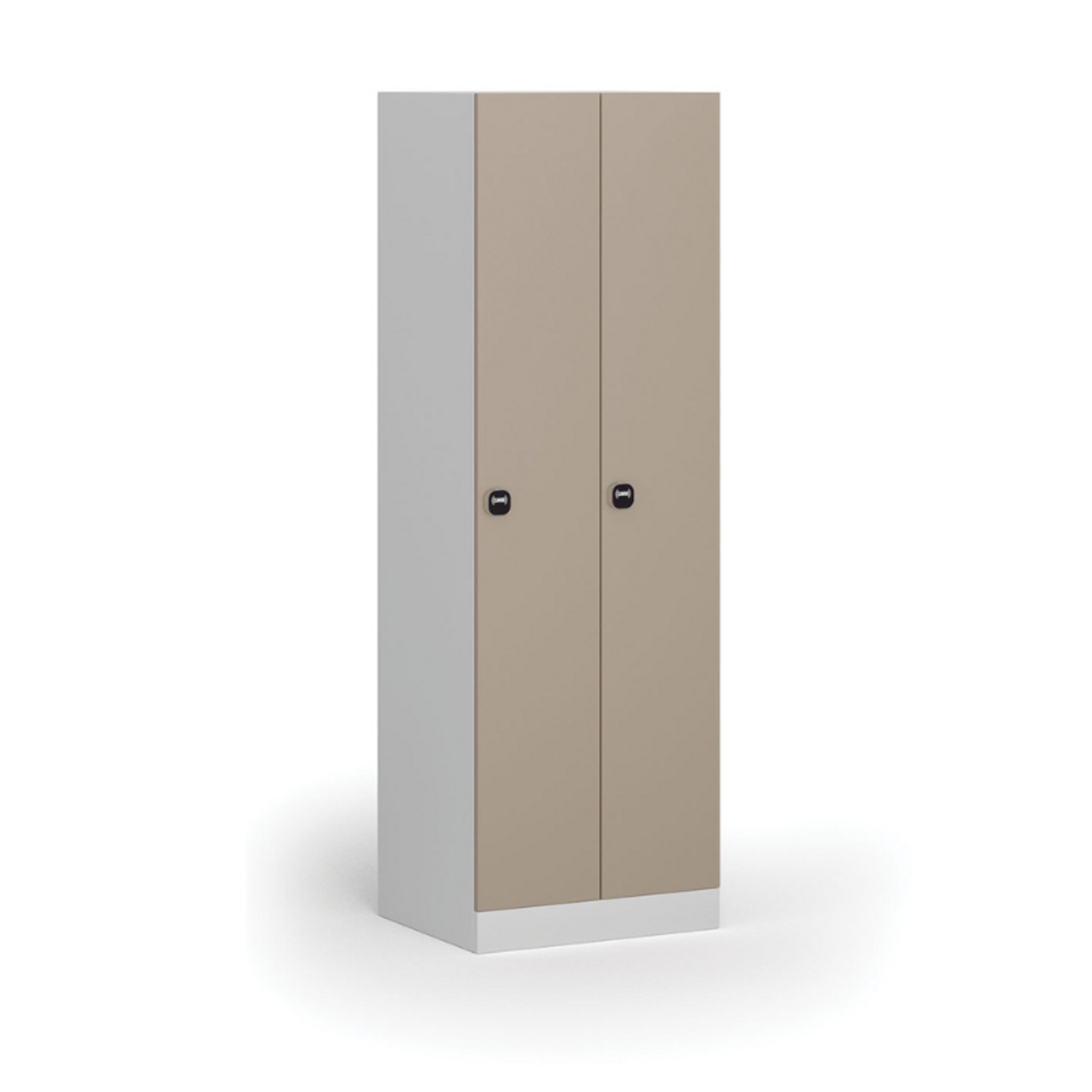 Kovová šatní skříňka S1, 2 oddíly, 1850 x 600 x 500 mm, demont, RFID zámek, béžové dveře