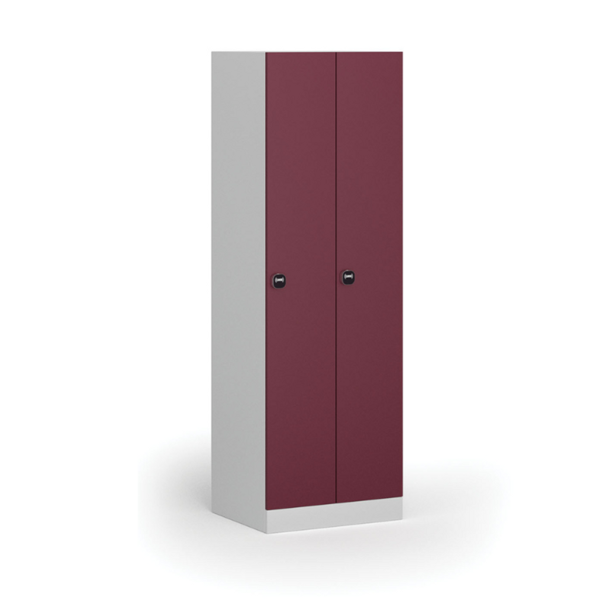 Kovová šatní skříňka S1, 2 oddíly, 1850 x 600 x 500 mm, RFID zámek, červené dveře
