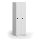 Kovová šatní skříňka S1, 2 oddíly, 1850 x 600 x 500 mm, RFID zámek, laminované dveře, bílá