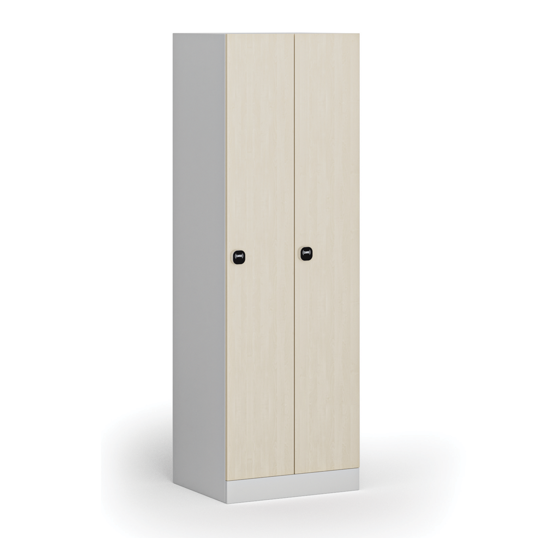 Kovová šatní skříňka S1, 2 oddíly, 1850 x 600 x 500 mm, RFID zámek, laminované dveře