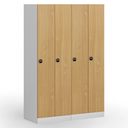 Kovová šatní skříňka S1, 2 oddíly, 1850 x 600 x 500 mm, RFID zámek, laminované dveře, dub přírodní