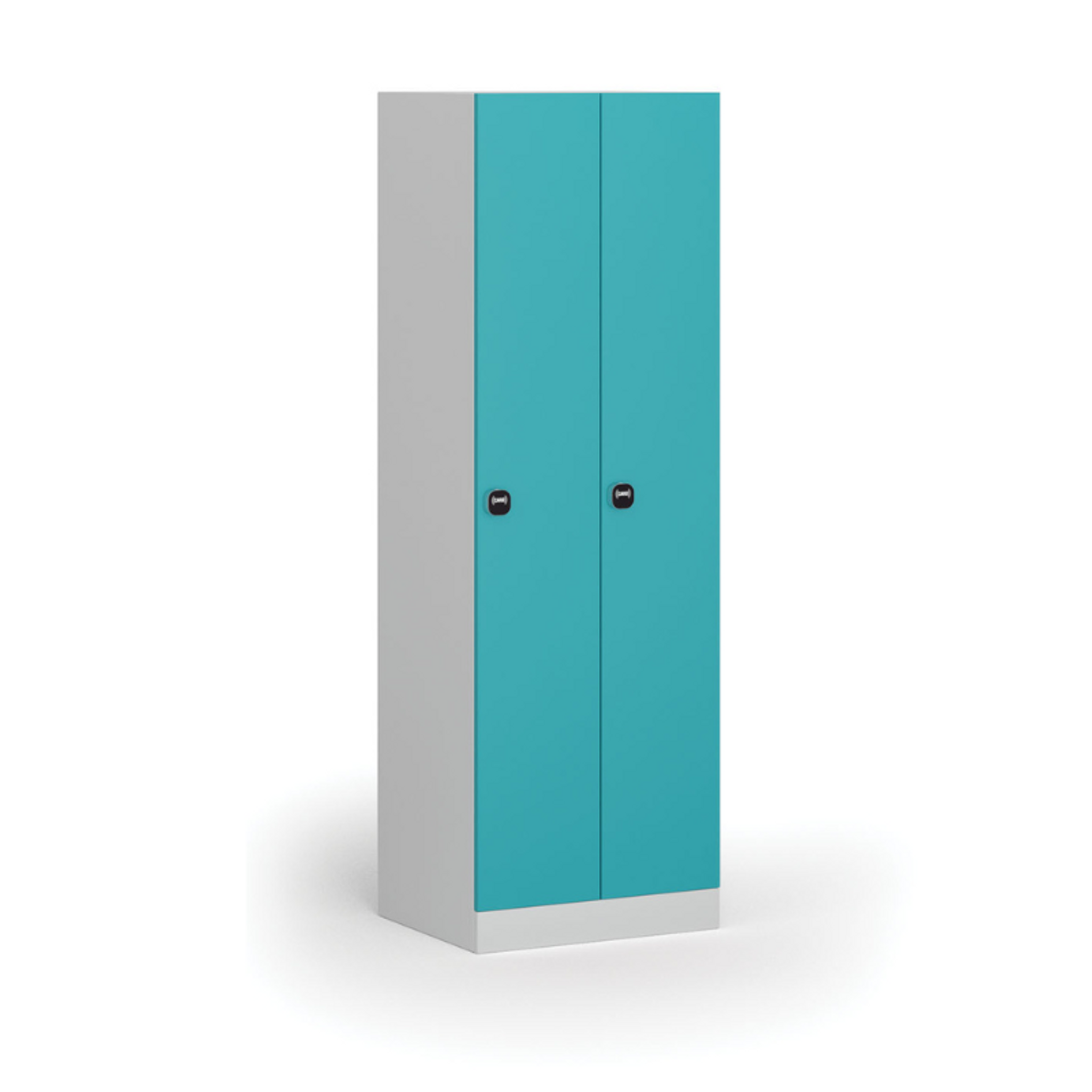 Kovová šatní skříňka S1, 2 oddíly, 1850 x 600 x 500 mm, RFID zámek, zelené dveře