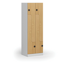 Kovová šatní skříňka S1 Z, 4 oddíly, 1850 x 600 x 500 mm, demont, kódový zámek, laminované dveře, buk