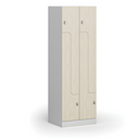 Kovová šatní skříňka S1 Z, 4 oddíly, 1850 x 600 x 500 mm, demont, otočný zámek, laminované dveře, bříza