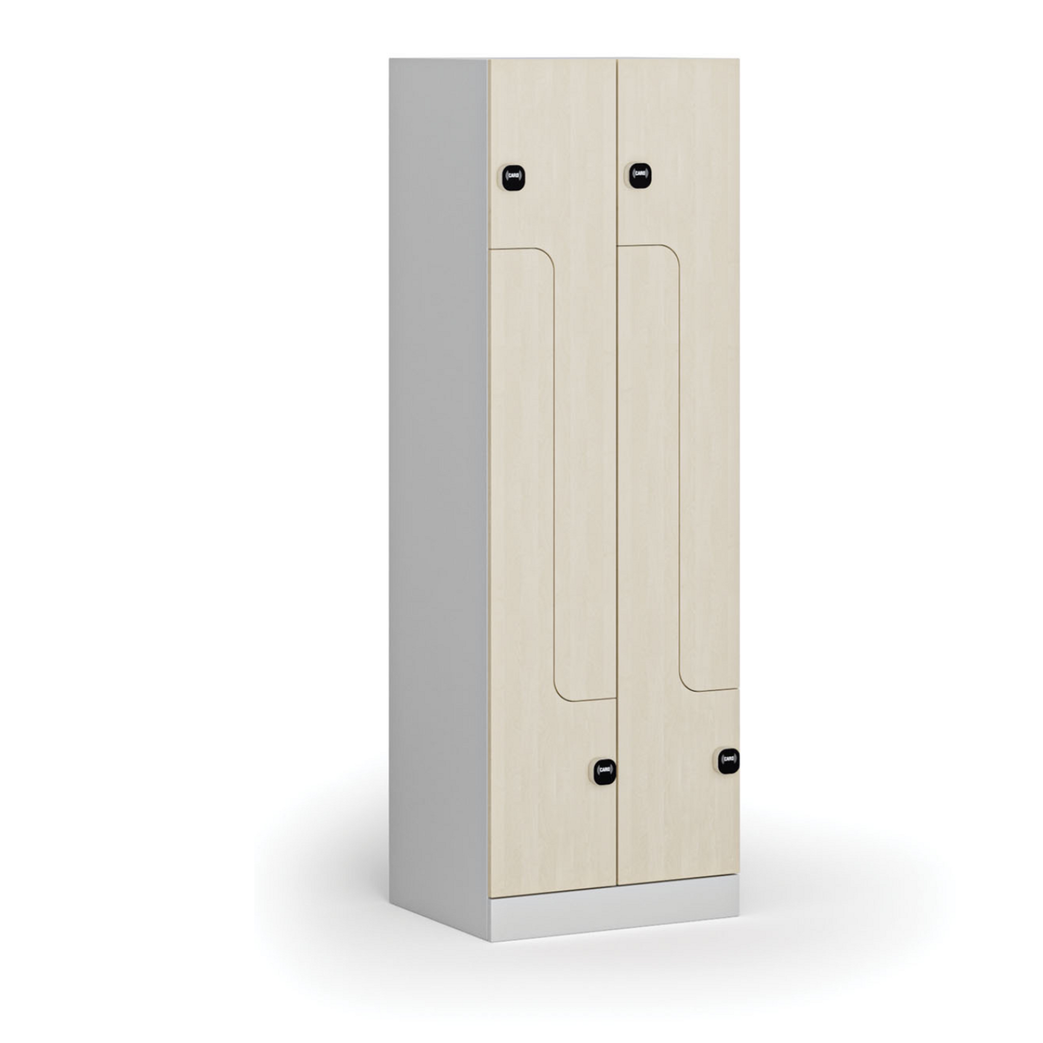 Kovová šatní skříňka S1 Z, 4 oddíly, 1850 x 600 x 500 mm, demont, RFID zámek, laminované dveře