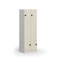 Kovová šatní skříňka S1 Z, 4 oddíly, 1850 x 600 x 500 mm, kódový zámek, laminované dveře, bříza