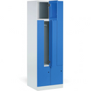 Kovová šatní skříňka S1 Z, 4 oddíly, 1850 x 600 x 500 mm, RFID zámek, červené dveře