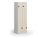 Kovová šatní skříňka S1 Z, 4 oddíly, 1850 x 600 x 500 mm, RFID zámek, laminované dveře, bříza