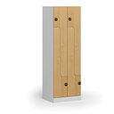 Kovová šatní skříňka S1 Z, 4 oddíly, 1850 x 600 x 500 mm, RFID zámek, laminované dveře, buk