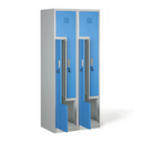 Kovová šatní skříňka S1 Z, 4 oddíly, 1920 x 800 x 500 mm, demont, cylindrický zámek, modré dveře