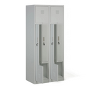 Kovová šatní skříňka S1 Z, 4 oddíly, 1920 x 800 x 500 mm, demont, cylindrický zámek, šedé dveře