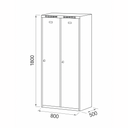 Kovová šatní skříňka S6 s mezistěnou, 2 oddíly, 1800 x 800 x 500 mm, otočný zámek, tmavě šedé dveře