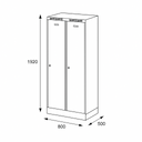 Kovová šatní skříňka S6 s mezistěnou na soklu, 2 oddíly, 1920 x 800 x 500 mm, cylindrický zámek, modré dveře