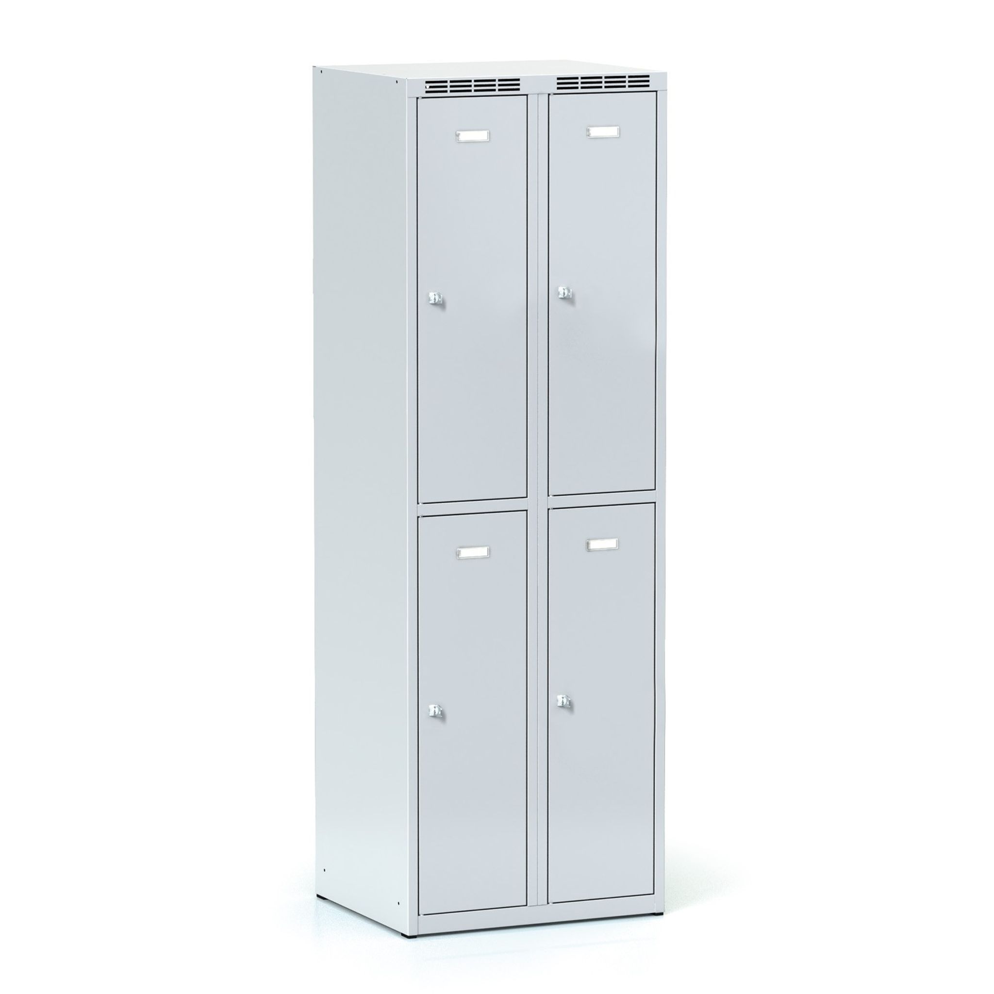 Kovová šatní skříňka S6 s úložnými boxy, 4 boxy, 1800 x 600 x 500 mm, cylindrický zámek, šedé dveře