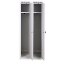 Kovová šatní skříňka s7, 2 oddíly, 1800 x 600 mm, demont, cylindrický zámek, tmavě šedé dveře