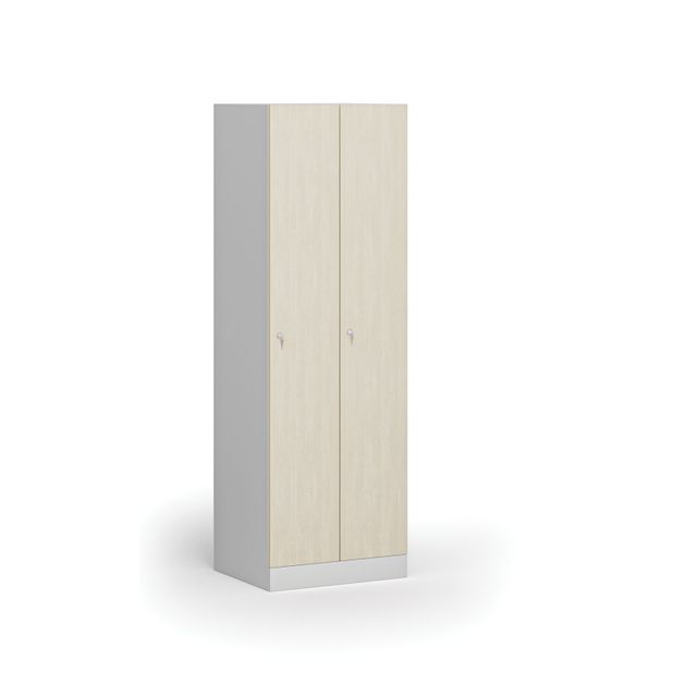 Kovová šatníková skrinka, 2-dverová, 1850 x 600 x 500 mm, cylindrický zámok, laminované dvere
