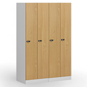 Kovová šatníková skrinka, 2-dverová, 1850 x 600 x 500 mm, demont, mechanický kódový zámok, laminované dvere, breza