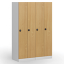 Kovová šatníková skrinka, 2-dverová, 1850 x 600 x 500 mm, demont, zámok s čítačkou RFID kariet, laminované dvere, orech