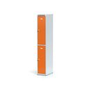 Kovová šatníková skrinka s úložnými boxami, 2 boxy, 1800 x 300 x 500 mm, otočný zámok, oranžové dvere