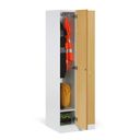 Kovová šatníková skrinka S1, 2-dverová, 1850 x 600 x 500 mm, demont, zámok s čítačkou RFID kariet, laminované dvere, buk