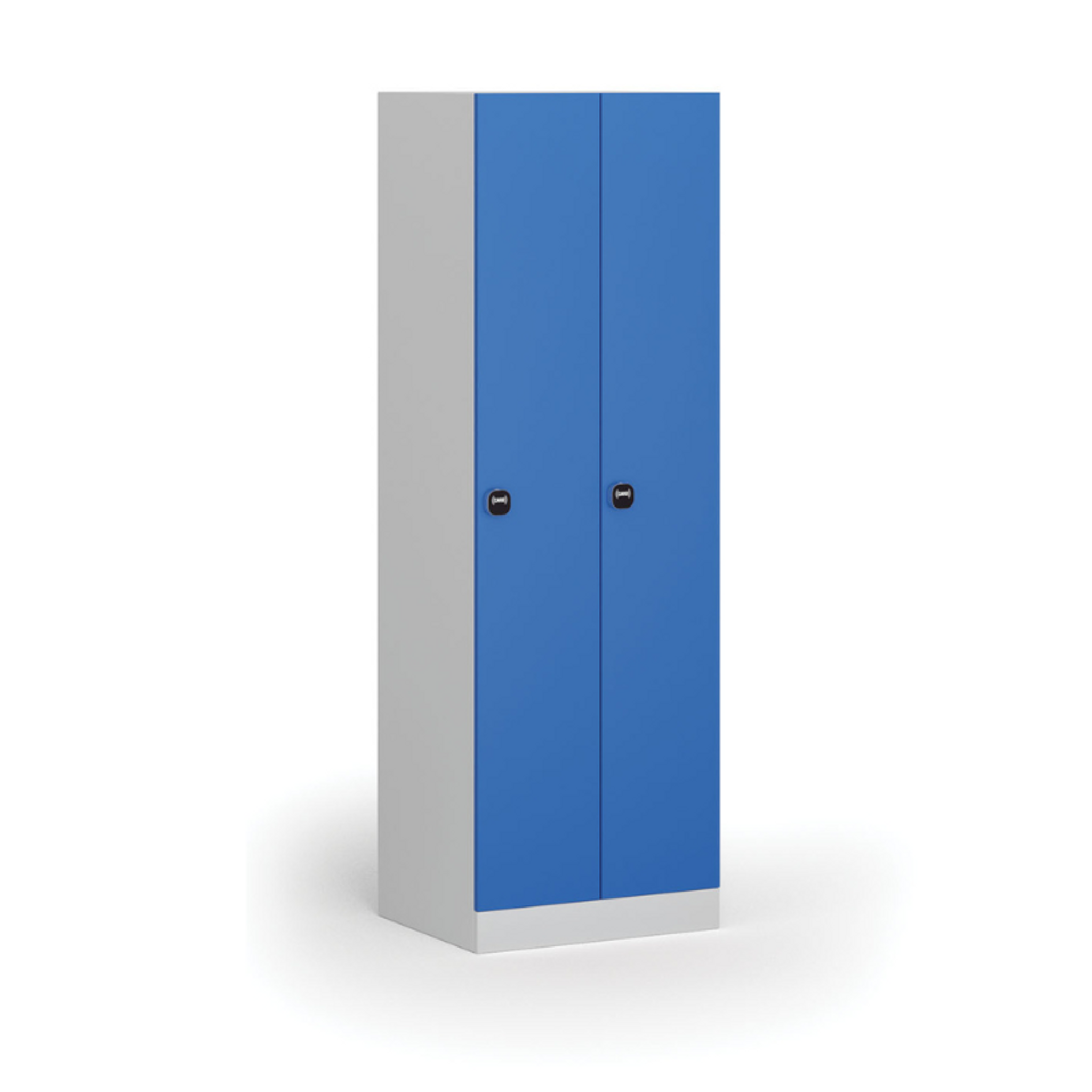 Kovová šatníková skrinka S1, 2-dverová, 1850 x 600 x 500 mm, zámok s čítačkou RFID kariet, modré dvere